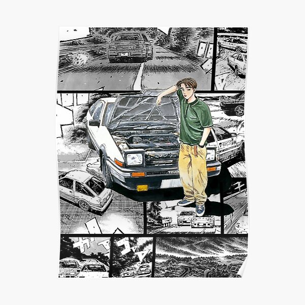 Initial D Takumi Fujiwara Manga Wall Design Version 1 Poster By