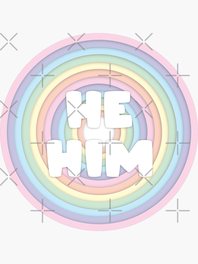 Pastel Rainbow He Him Pronouns Sticker For Sale By Moonmint Redbubble