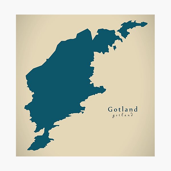 Lámina fotográfica Mapa moderno mapa de la región de Gotland Suecia