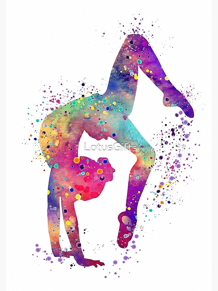 Gymnastics Girl Tumbling Colorful Watercolor Art Gift Art Print For