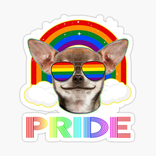 Chihuahua Gay Pride Shirt Lgbt Rainbow Flag Sungla Sticker For Sale