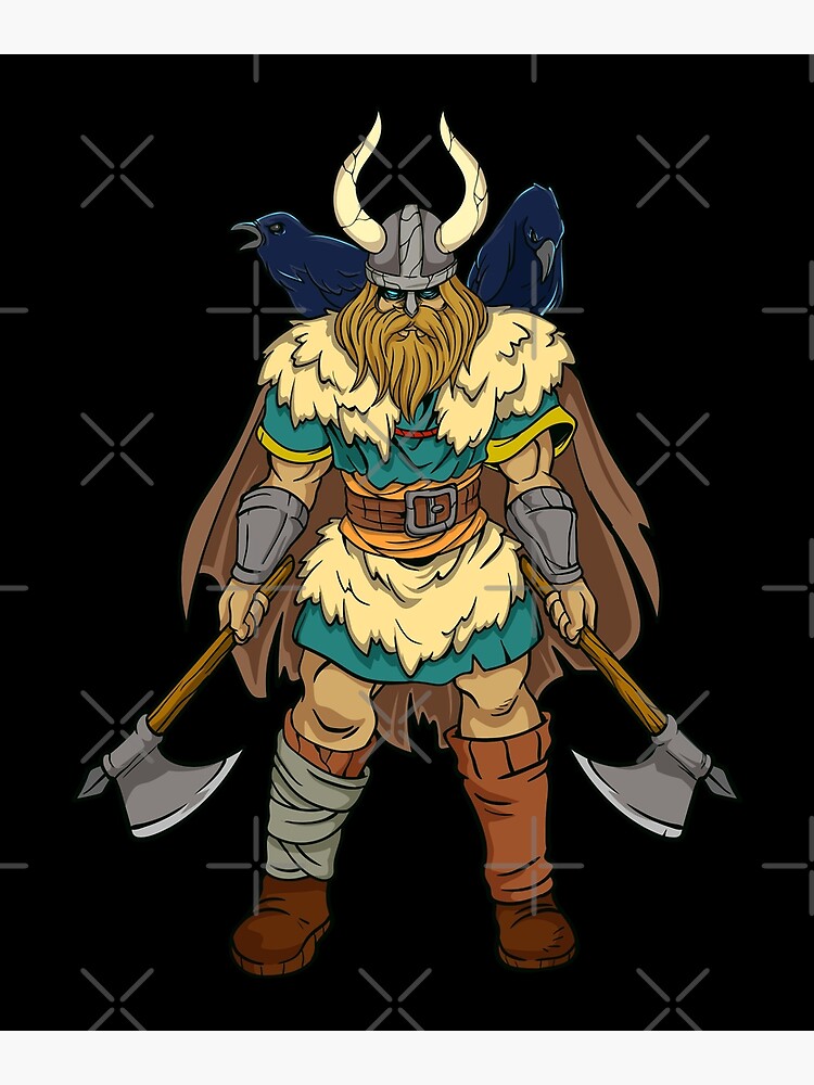 P Ster Odin Vikingo Con Los Cuervos Hugin Y Munin De Pixelbull