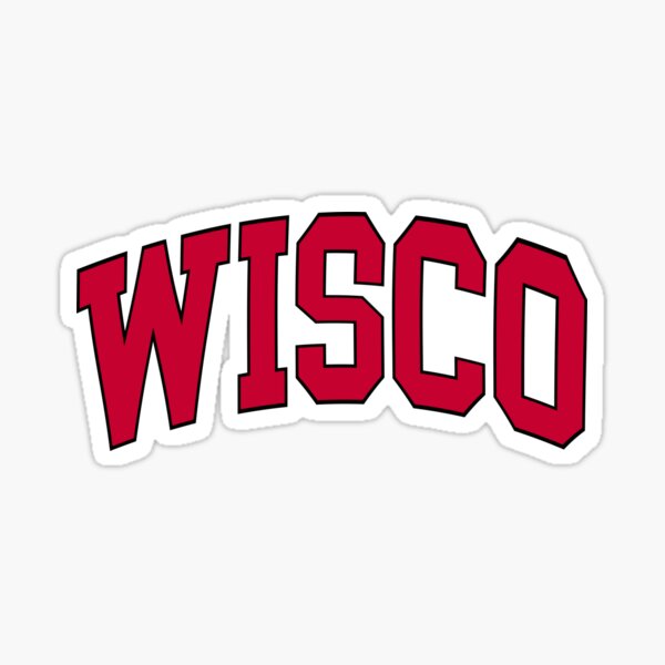 Wisco University Of Wisconsin College Font Curved Sticker For Sale