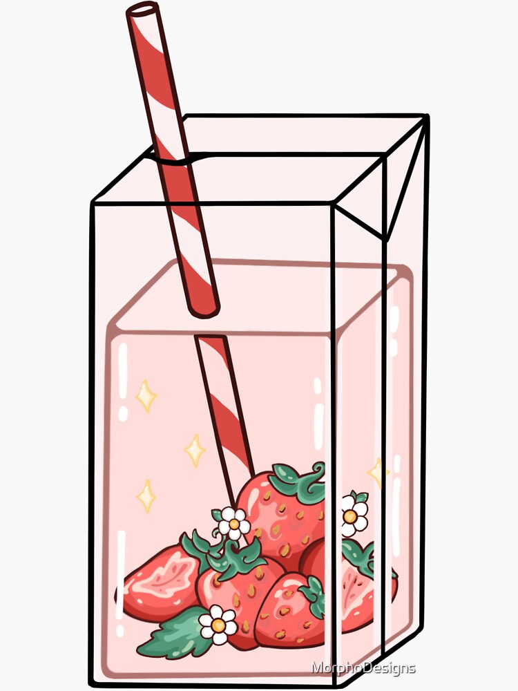 Strawberry Milk Juice Box Sticker For Sale By MorphoDesigns Redbubble