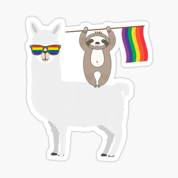 Lgbt Sloth Riding A Llama Gay Pride Lesbian Rainbow Sticker For Sale