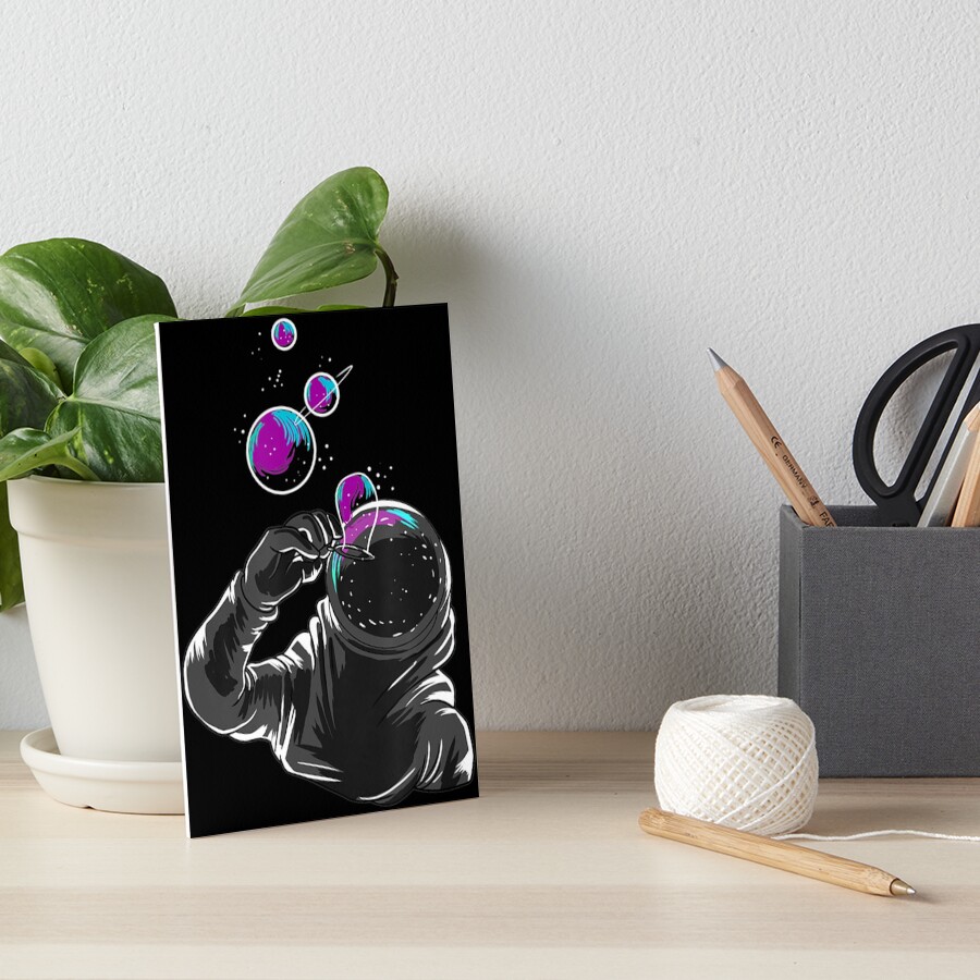 Astronaut Blowing Bubbles On Space Cute Galaxy Spaceman Art Board