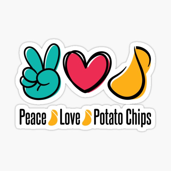 Peace Love Potato Chips Sticker For Sale By Jaygo Redbubble