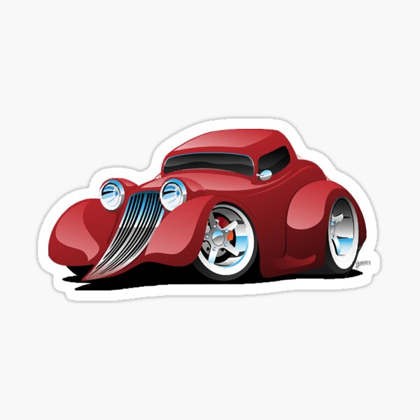 Red Hot Rod Restomod Custom Coupe Sticker For Sale By Brylenbur