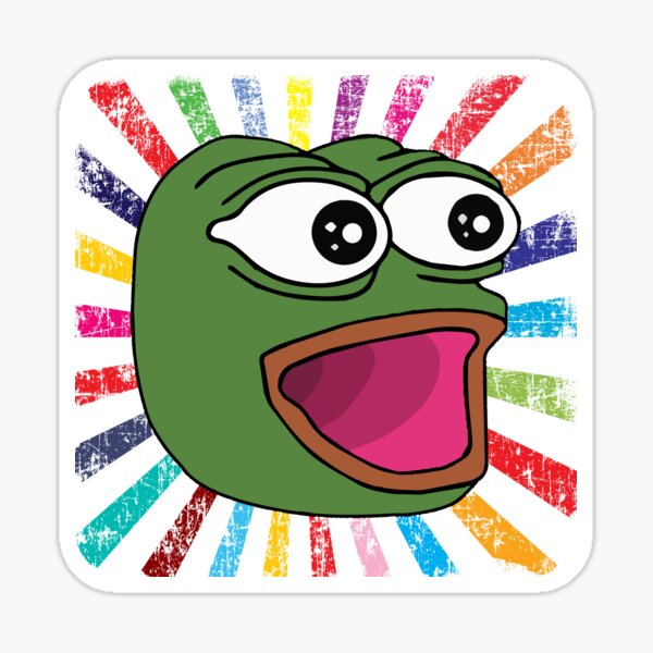 Sticker Pepe The Frog Meme Poggers émoticône emote pog arc en