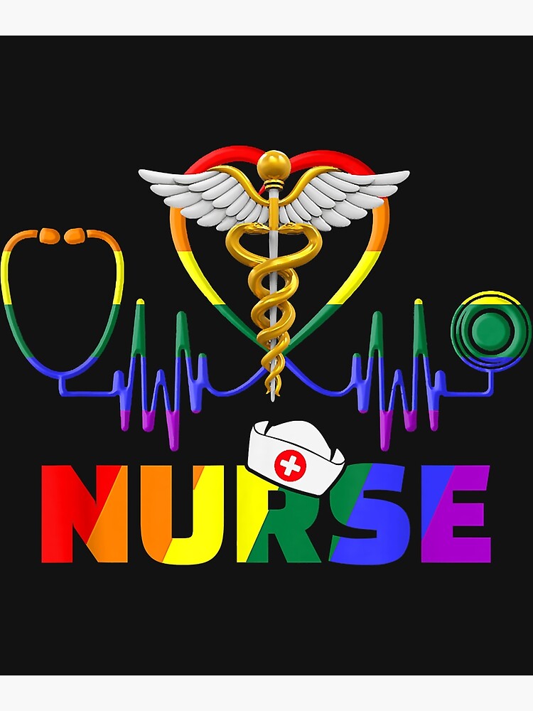 Nurse Lgbt Q Gay Pride Rainbow Flag Registered Nursing Rn Poster For