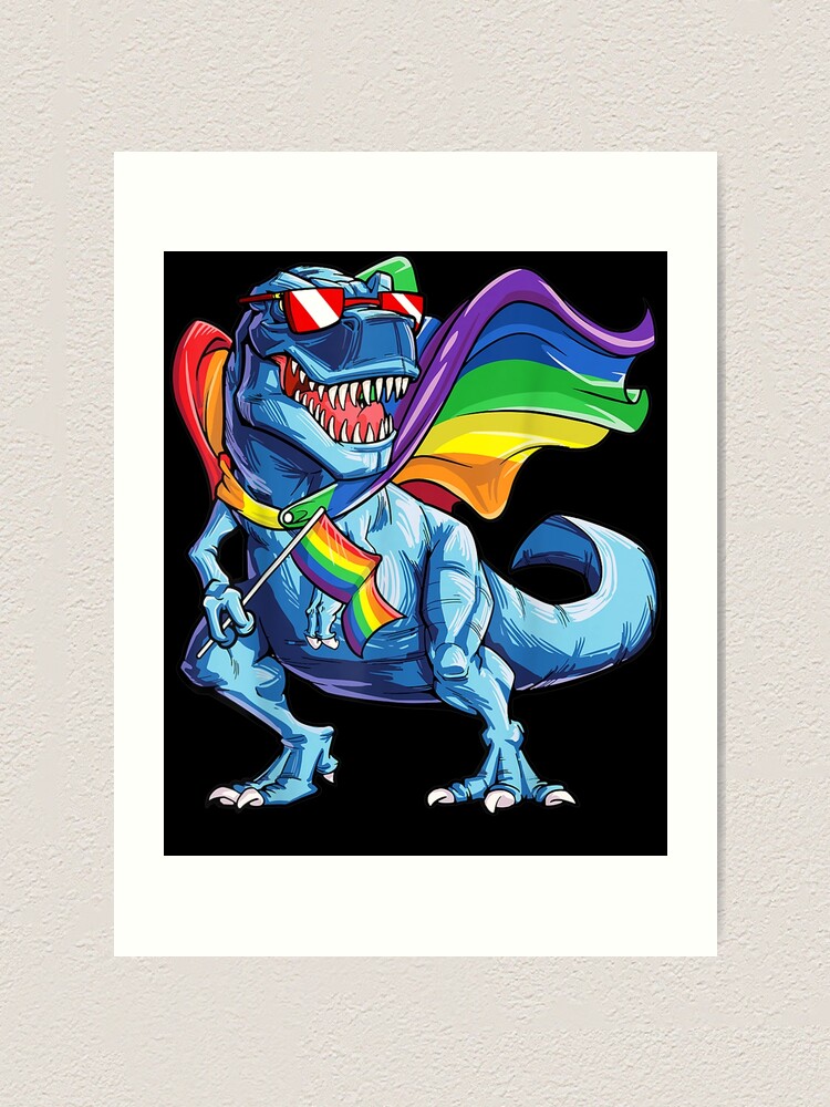 Dinosaur Gay Pride Flag Lgbt Lesbian Bi T Rex Art Print By Tolivia