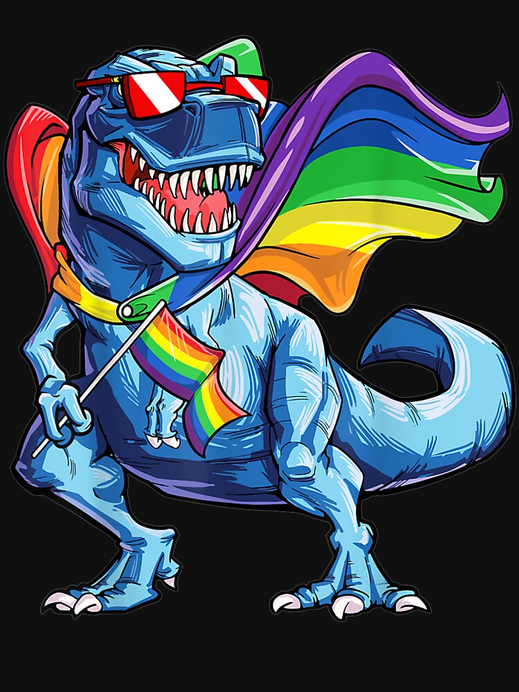 Dinosaur Gay Pride Flag Lgbt Lesbian Bi T Rex Active T Shirt For Sale