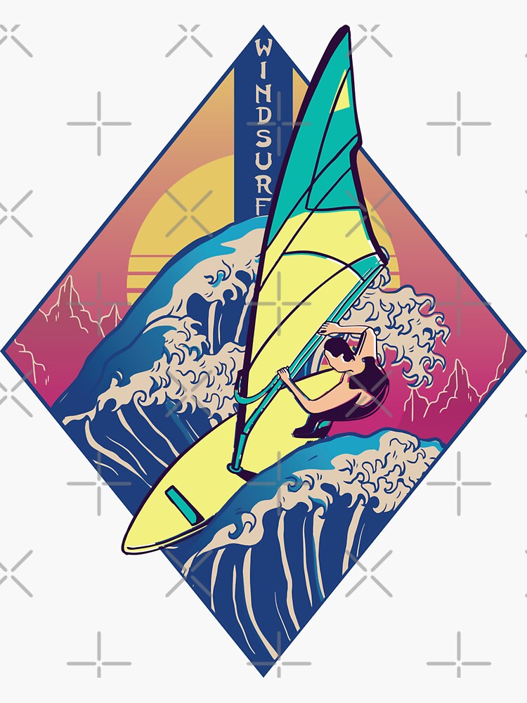 Windsurfing Sail Surfboard Windsurfing Vaporwave Windsurf Sticker For