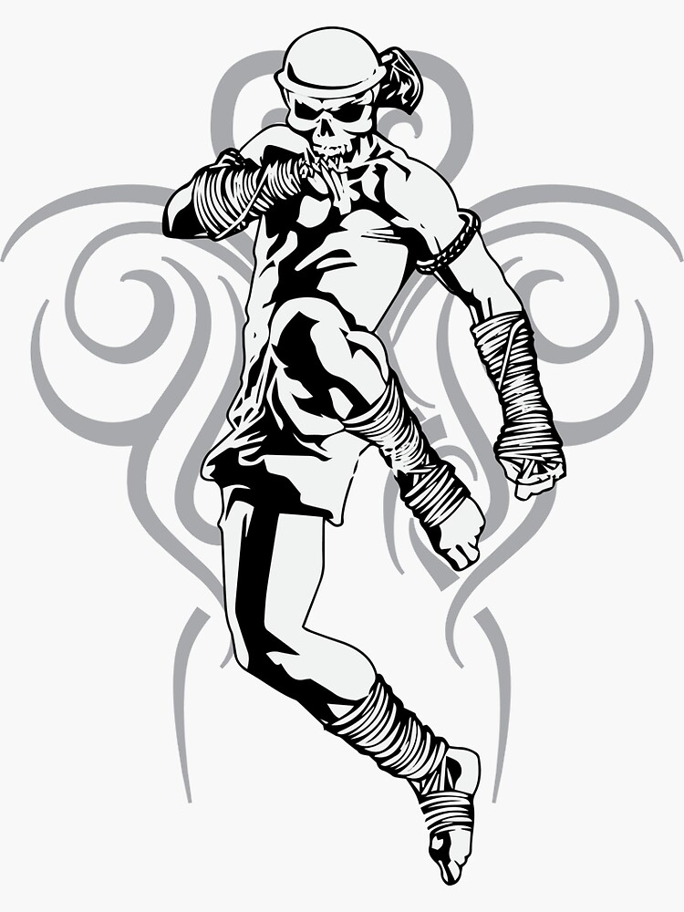 Muay Thai Skeleton Fighters Sticker For Sale By Shirty Redbubble