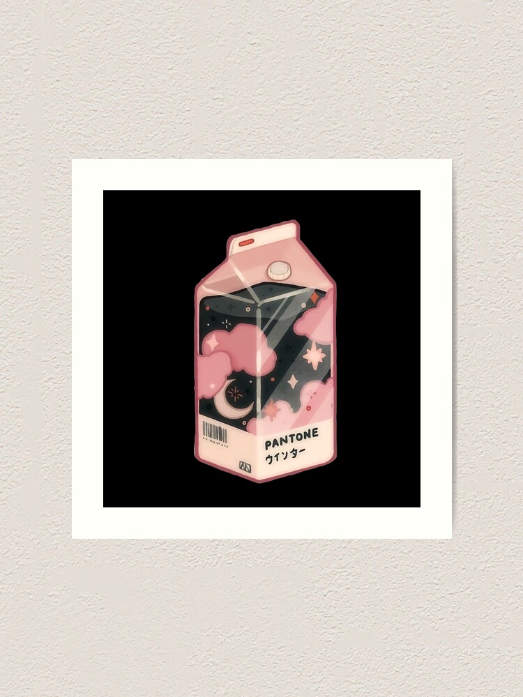 Pink Night Sky Kawaii Juice Box Aesthetic Art Print By DoomDude