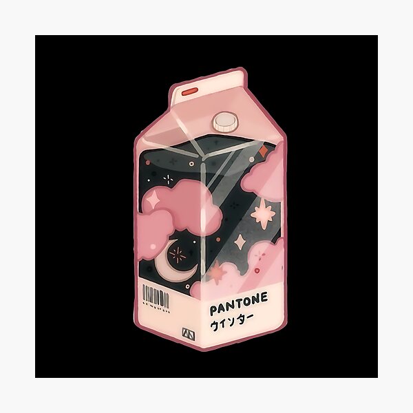 Pink Night Sky Kawaii Juice Box Aesthetic Photographic Print For