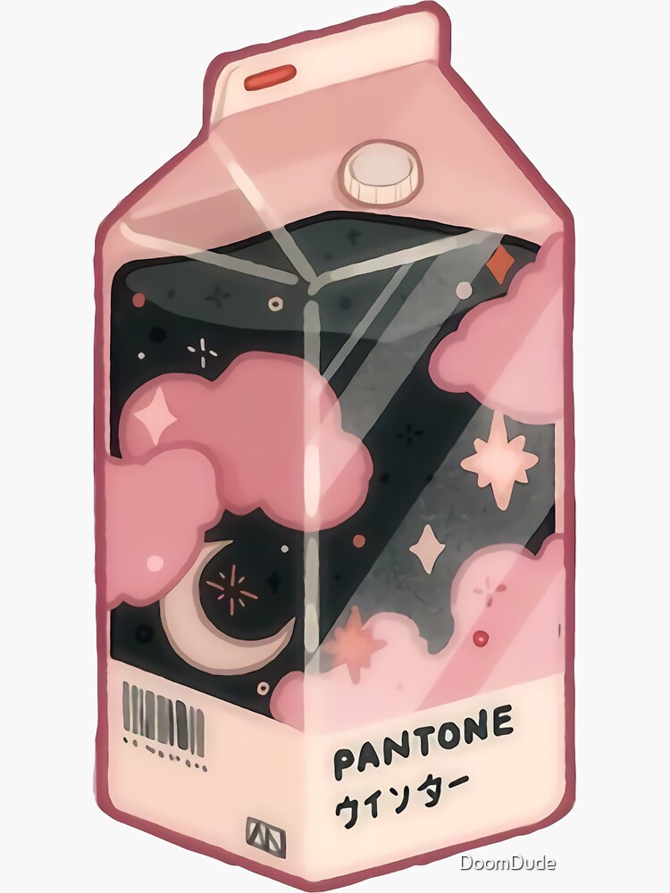 Pink Night Sky Kawaii Juice Box Aesthetic Sticker For Sale By