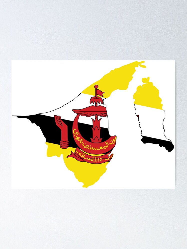 Póster Mapa de la bandera de Brunei de limitlezz Redbubble