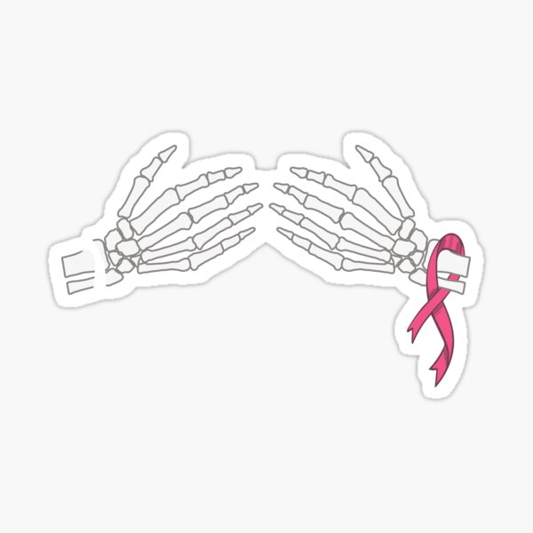 Halloween Women S Hand On Boob Skeleton Ribbon Breast Cancer Sticker