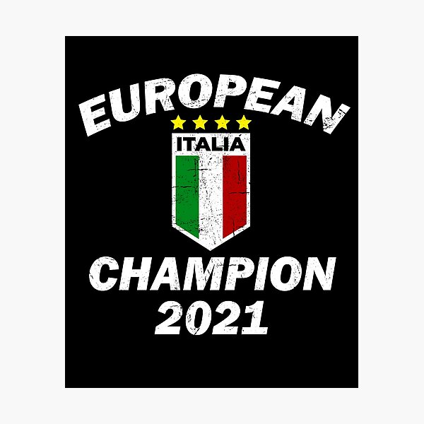 Lámina fotográfica Bandera de fútbol italiana Campeón europeo 2021