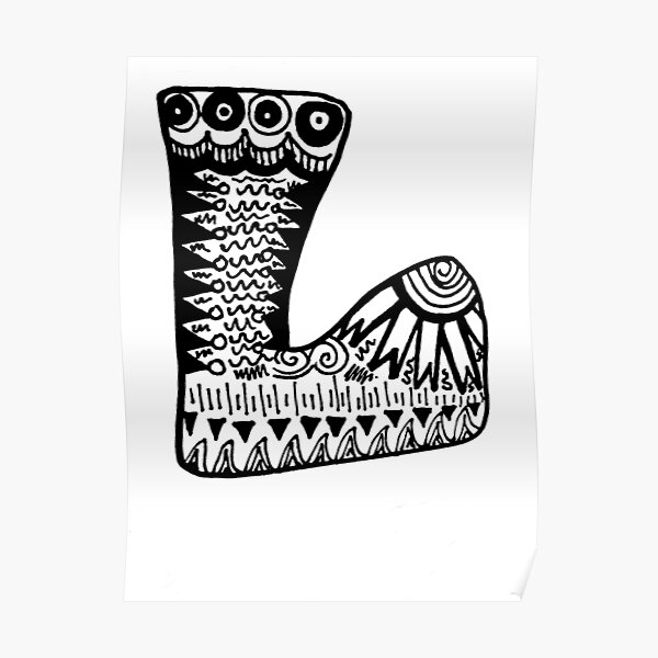 Hipster Letter L Zentangle Poster By Alexavec Redbubble