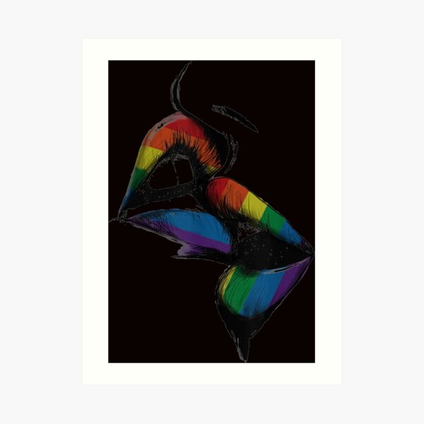 Lesbian Lips Kissing Rainbow Flag Art Print For Sale By Brooks22222