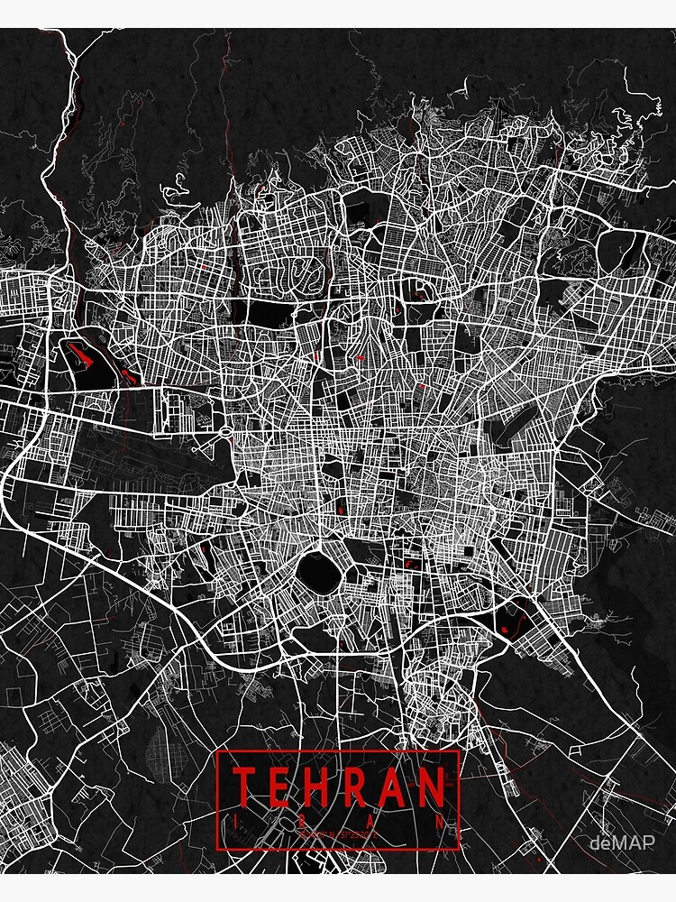 Tehran City Map Of Iran Oriental Poster For Sale By Demap Redbubble