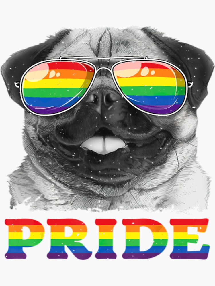 Pug Gay Pride Lgbt Rainbow Flag Sticker For Sale By Thibon Redbubble