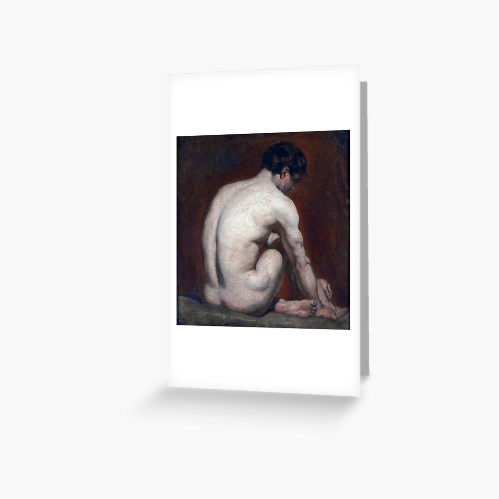 William Etty Male Nude Kneeling From The Back Greeting Card For