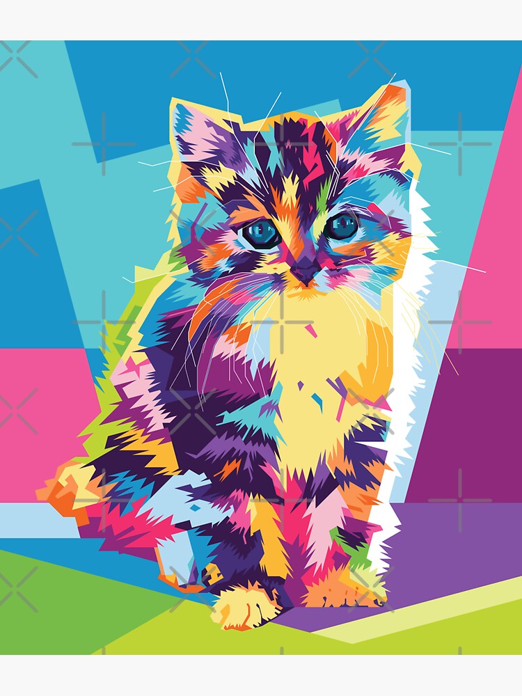 Cat WPAP Pop Art Sticker For Sale By SWArtwork Redbubble