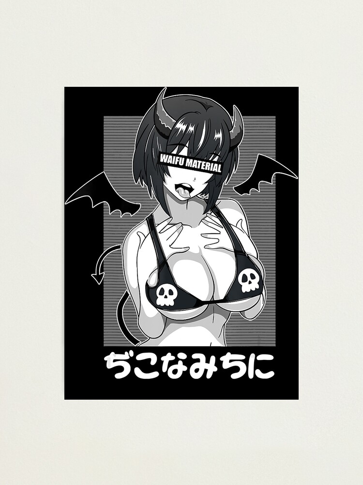 Ahegao Waifu Material Shirt Lewd Devil Anime Girl Cosplay