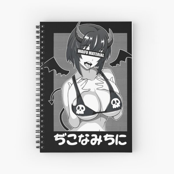 Ahegao Waifu Material Shirt Lewd Devil Anime Girl Cosplay Spiral Notebook For Sale By