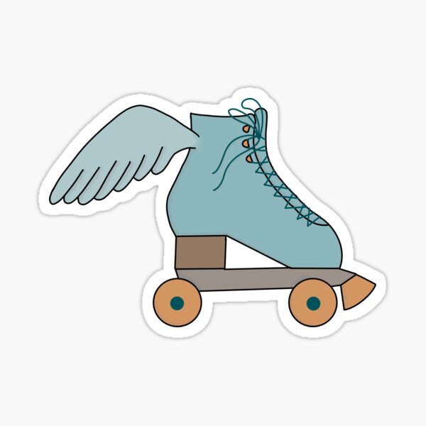 Blue And Orange Roller Skate With Wings Sticker For Sale By Lily