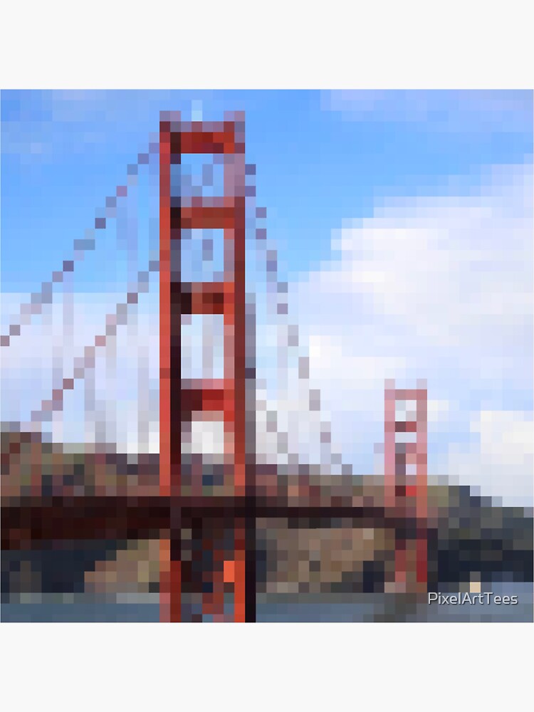 Golden Gate Bridge Pixel Art Sticker For Sale By Pixelarttees Redbubble