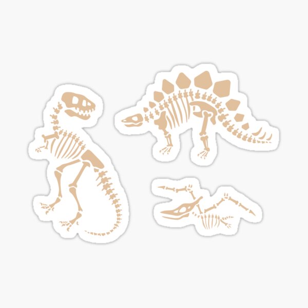 Dinosaur Fossils On Taupe Sticker For Sale By Latheandquill Redbubble