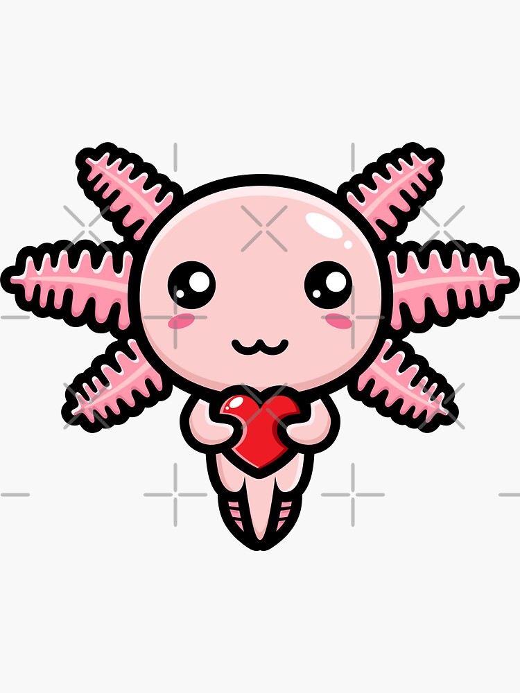 Cute Axolotl Hugging Love Heart Sticker For Sale By Bil Ben Pro