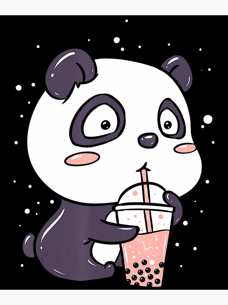 Kawaii Anime Panda Is Drinking Boba Bubble Tea Poster For Sale By