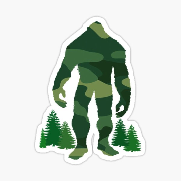 Camo Bigfoot With Trees Sticker For Sale By Anymoment Redbubble