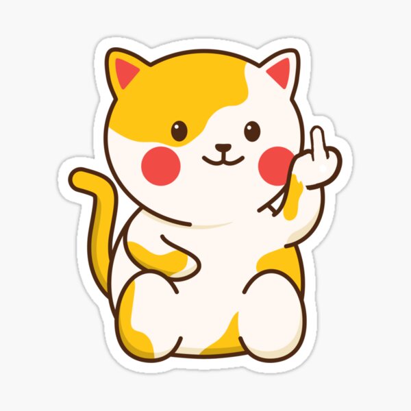 Cute Cat Fuck Off Emoji Kawaii Sticker For Sale By TEDGLOBAL99