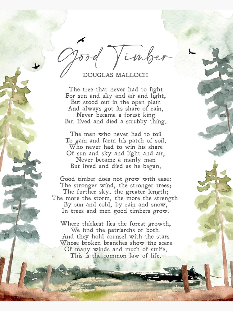 Good Timber Douglas Malloch Poem Watercolor Mormon Lds