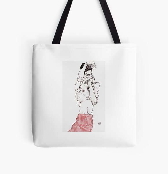 Egon Schiele Male Nude With Red Cloth 1914 Tote Bag By