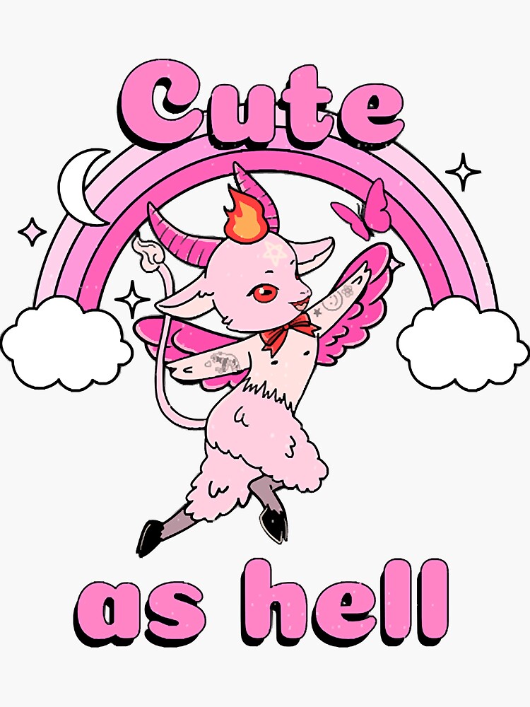 Cute As Hell Anime Kawaii Baphomet Pastel Goth Emo Pun Sticker For