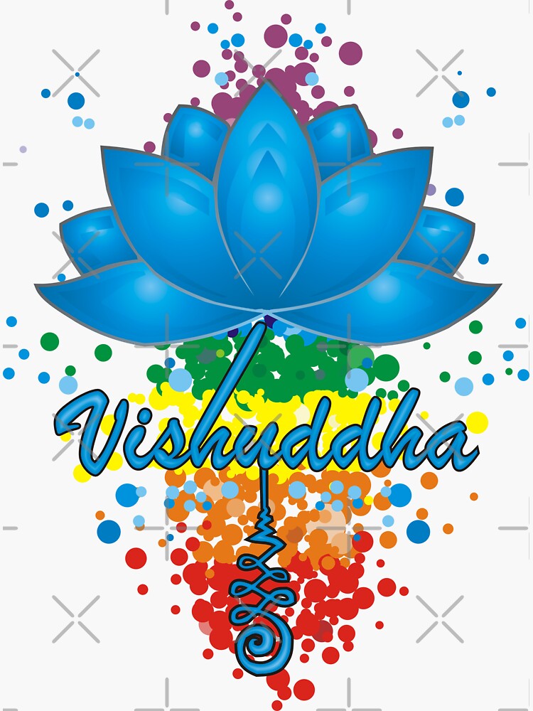 Vishuddha Watercolor Chakras Blue Chakra Lotus Unalome Sticker For