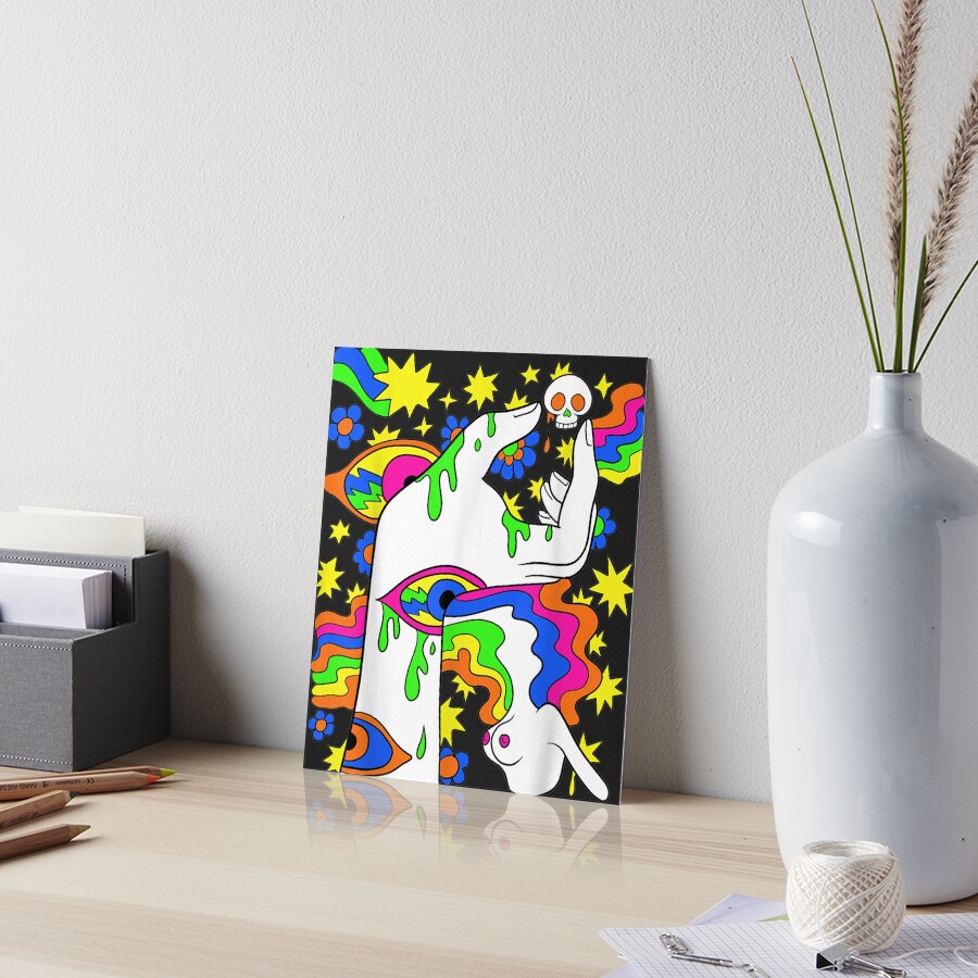 Psychedelic Abstract Nude Art Lsd Hippie Trippy Gift Idea Art Board