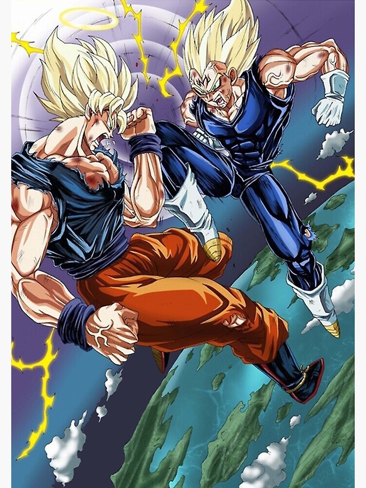 Goku Vs Majin Vegeta Poster Poster For Sale By Lilipolin Redbubble