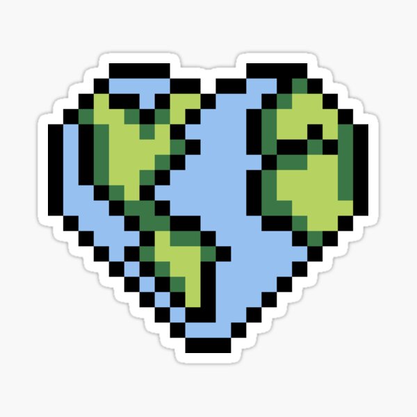 Hearth Heart Earth Pixel Art Sticker For Sale By Omarshdesigns