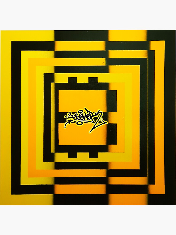 YELLOW SQUARED TAG OF ESONE ABSTRACT URBAN GRAFFITI STREET STYLE