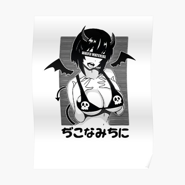 Ahegao Waifu Material Shirt Lewd Devil Anime Girl Poster For Sale By