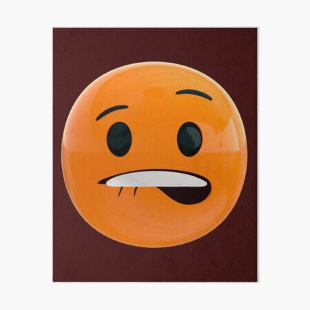 Biting Lips Emoji Sheesh Orange Red Meme Art Board Print By SirMemesALotR Redbubble