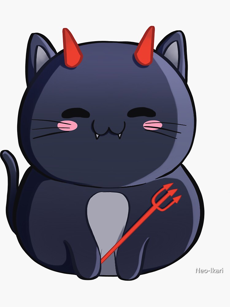 Halloween Cat Dressed Up As A Devil Chibi Sticker For Sale By Neo